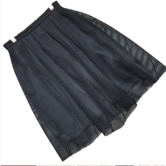 TOPSHOP Black Mesh A Line Mini Skirt - Picture 1 of 10
